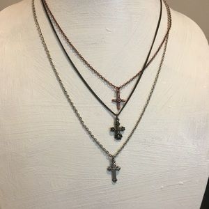 Premier Designs three strand cross necklace